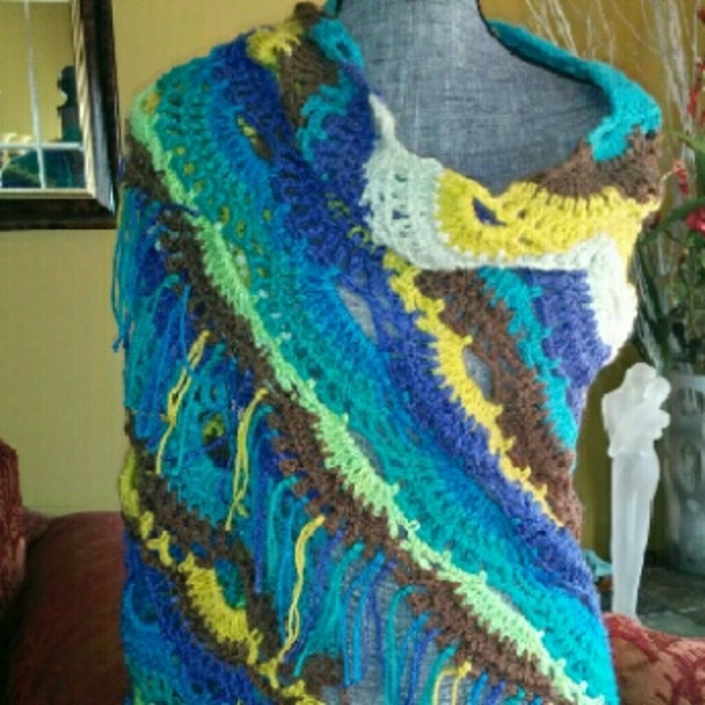 HANDMADE "THE KELLY" Gypsy festival SHAWL - Picture 4 of 4